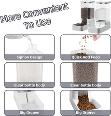 Cat Water Dispenser Dog Feeder Automatic Cat Feeder and Cat Water Dispenser Gravity Cat Feeder Food Storage Dispenser Container