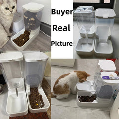 Cat Water Dispenser Dog Feeder Automatic Cat Feeder and Cat Water Dispenser Gravity Cat Feeder Food Storage Dispenser Container