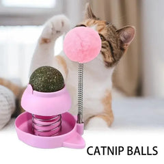 Catnip Stickers Rotatable Cat Licking Balls Edible And Healthy With Spring Ball Catnip Bubbles Lickables For Cats Catnip Ball To