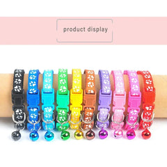 1Pc Colorful Cute Bell Collar Adjustable Buckle Cat Collar Pet Supplies Footprint Personalized Kitten Collar Small Dog Accessory