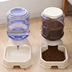 Automatic Waterer Food Feeder 3.8 L Water Dispenser 8 Lbs Auto Feeder Gravity Fed for Small Medium and Large Cats Dogs