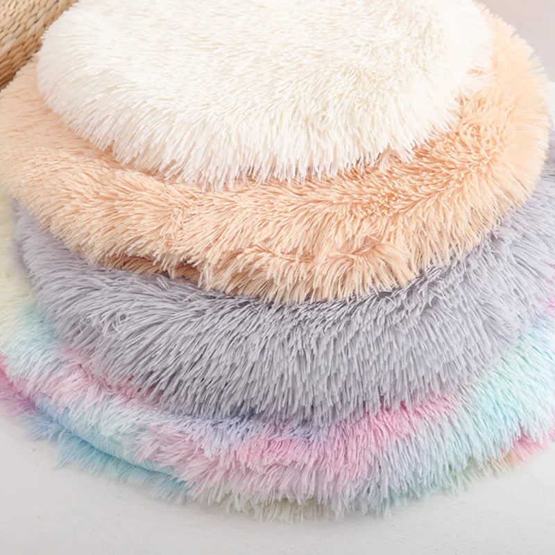 Soft Plush Round Cat Bed Mat for Small Dogs Cats Cozy Fleece Pet Sleeping Mat Kitten Puppy Nest Warm Pet Cushion Cat Accessories