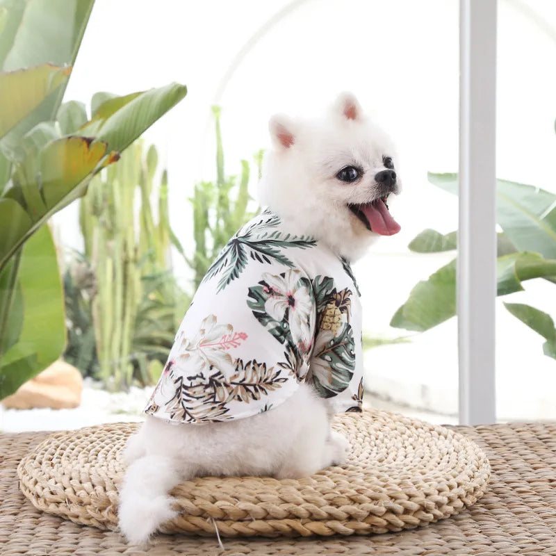 Pet Cat T-Shirts Hawaiian Beach Style Thin Breathable Summer Dog Clothes for Small Dogs Chihuahua Yorkies Poodle Puppy Cat Vest