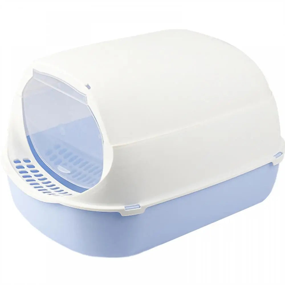 Cat Toilet Plastic Splash Proof Front Lift Cover Anti Flip Over With Spoon Pet Accessories Closed Sandbox Cats Sanitary Tray