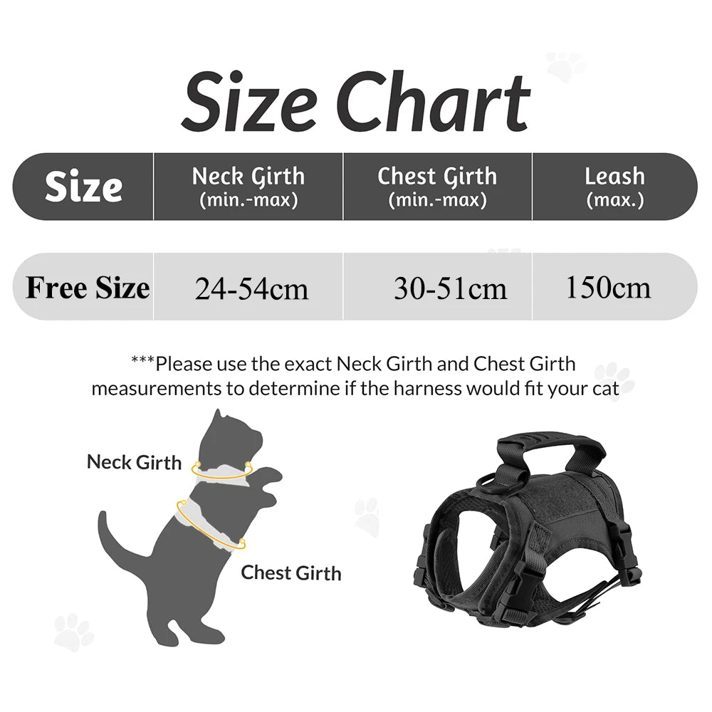 Tactical Cat Harness Vest Leash For Small Dog Adjustable Kitten K9 Vest With Patch For Military Service Dog Working Training