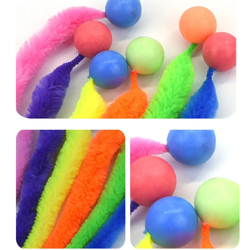 Cat Worm Toy Wiggly Balls Cat Toys Cat Chewing Toys Bouncy Ball Kitten Bite Playing Plush Toys Cat Interactive Toy