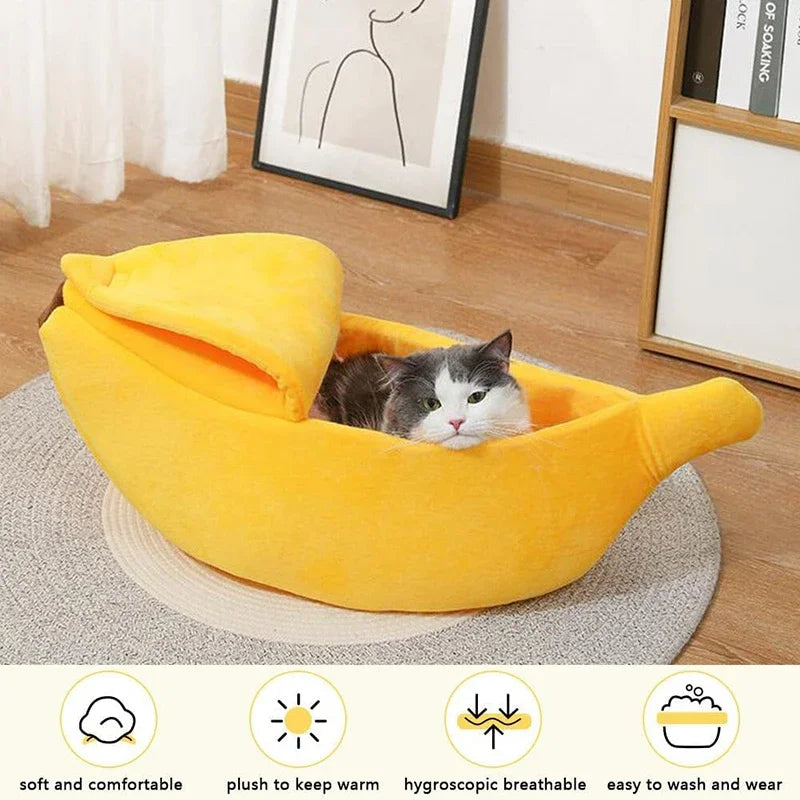 Warm Banana Shaped Dog Cat Bed Cozy Basket Puppy Kittens Cushion Kennel Portable Pet Sleeping Mat Bed Cats Supplies