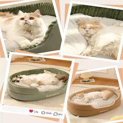 Thickening Warm Pet Cat Bed Removable Washable Cat Baskets Cushion Mat Square Plush Kennel for Small Medium Dog Sofa Beds