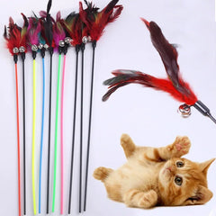 Hot Sale Cat Toys Random Color Cat Stick Feather Cat Toy with Small Bell Kitten Cat Interactive Toys Cat Supplies Pet Products