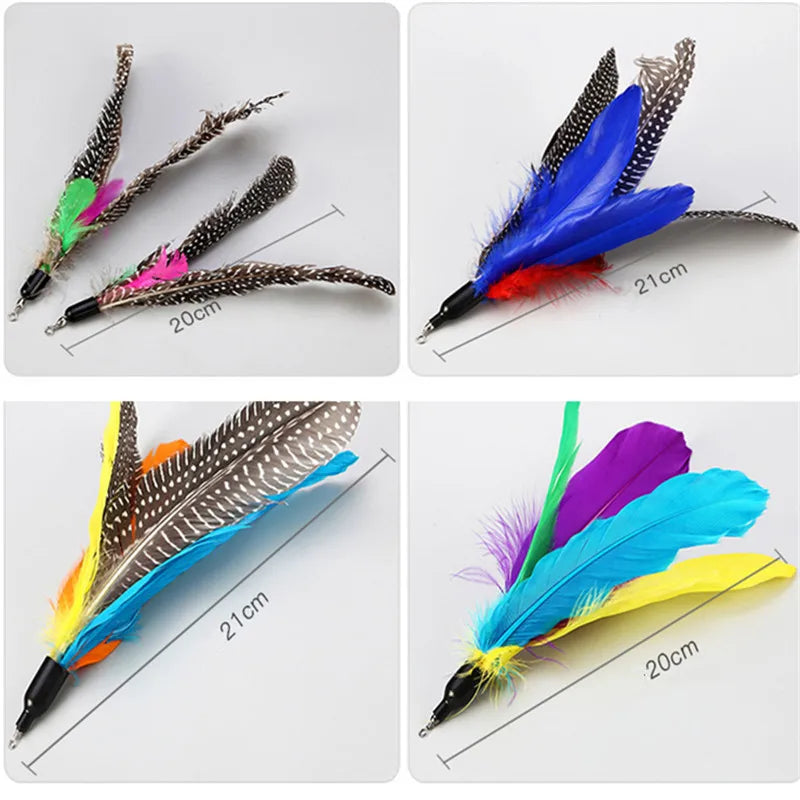 Cat Toys Funny Cat Stick Replacement Head Simulation Fish and Mouse with Bell Interactive Magic Wand Feathers Pet Supplies