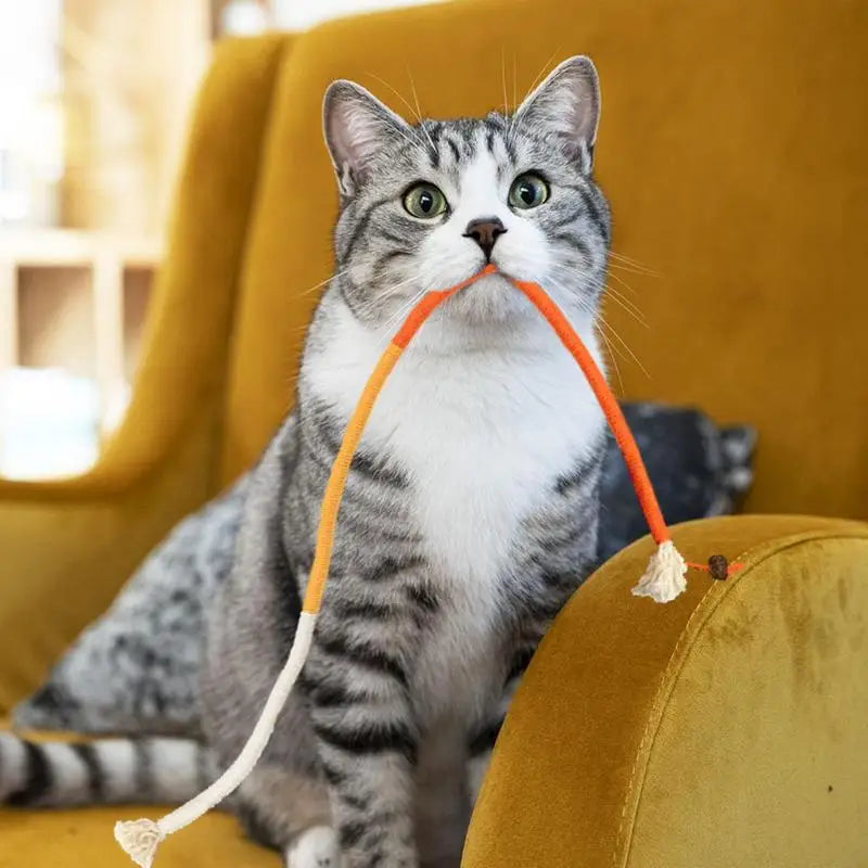 Cotton Rope Cat Scratcher Rope Toy Bite-resistant Chewing Cat Toy Interactive Cat Teaser Wand String pet Teething Toys