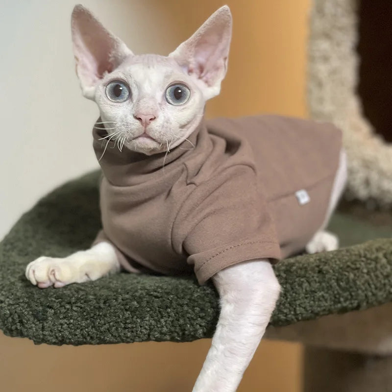 Sphynx Cat Clothes Baby Soft Cotton Fall Winter Kitten Small Dog Clothes for Cornish Devon Cat Costume Hairless Pet Clothes