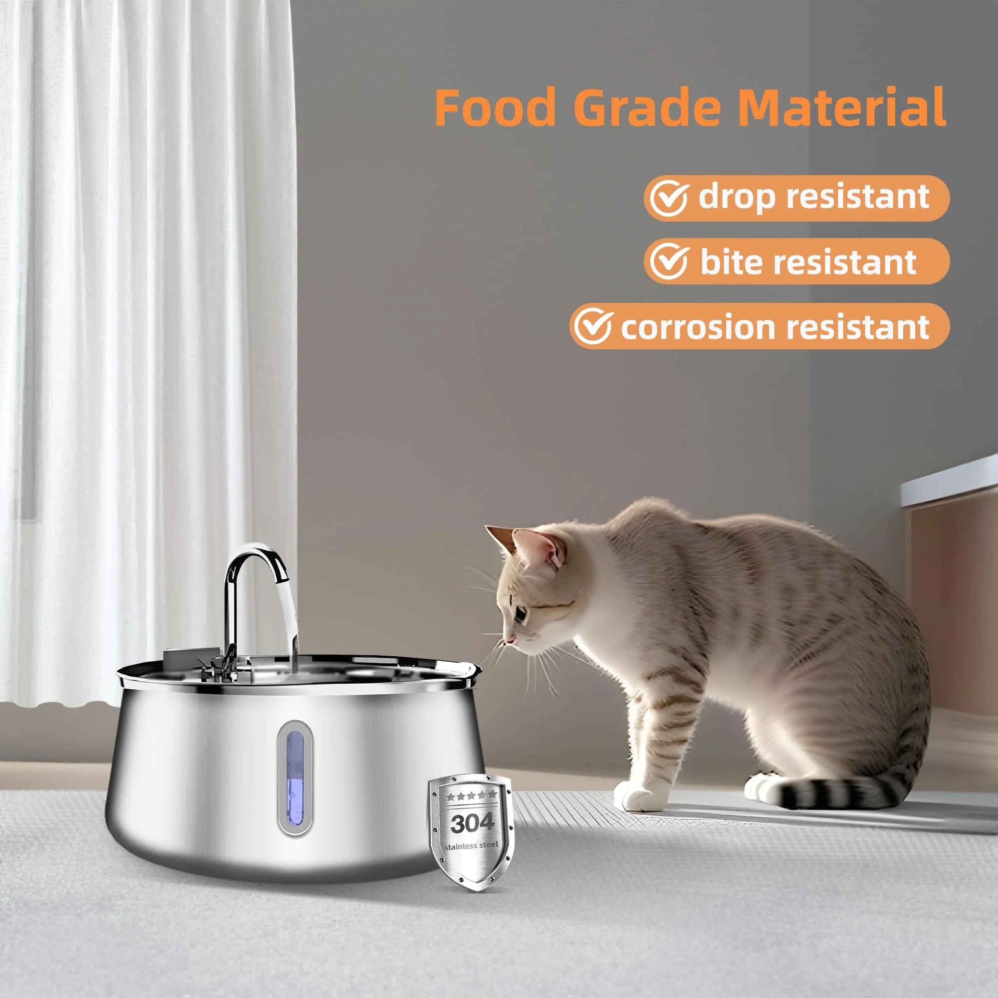 4L Cat Drinking Fountain Automatic Stainless Steel Pet Cats Water Dispenser Ultra-quiet Pump Drink Foutain For Multiple Pets