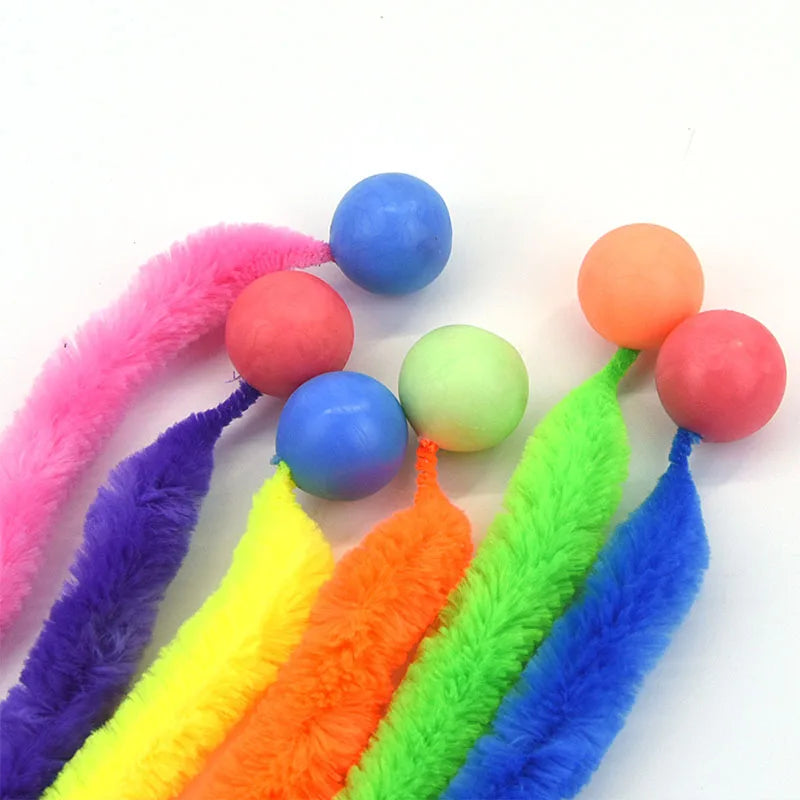 Cat Worm Toy Wiggly Balls Cat Toys Cat Chewing Toys Bouncy Ball Kitten Bite Playing Plush Toys Cat Interactive Toy