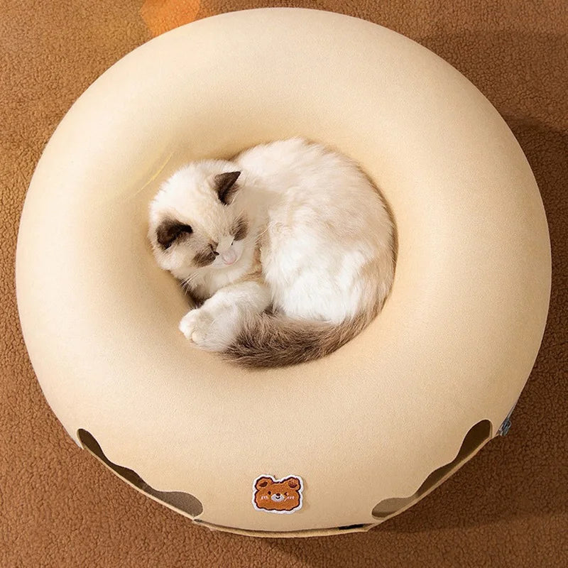 Donut Cat Bed Hiding House Indoor Tunnel Toys Pet Products Houses And Habitats Kittens Goods Removable Cat Bed Nest Accessories