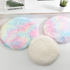 Soft Plush Round Cat Bed Mat for Small Dogs Cats Cozy Fleece Pet Sleeping Mat Kitten Puppy Nest Warm Pet Cushion Cat Accessories