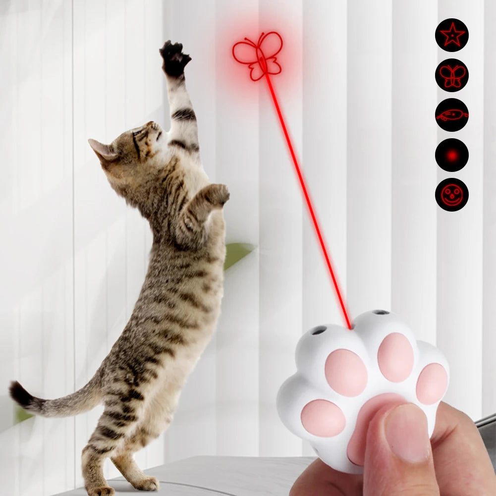 Laser Pointer 5 Adjustable Patterns Interactive Cat Toys USB Rechargeable Cat Laser Toy for Indoor Cats Dogs Pets