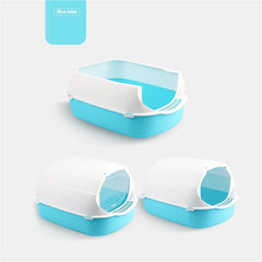 Cat Toilet Plastic Splash Proof Front Lift Cover Anti Flip Over With Spoon Pet Accessories Closed Sandbox Cats Sanitary Tray