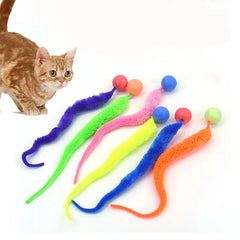 Cat Worm Toy Wiggly Balls Cat Toys Cat Chewing Toys Bouncy Ball Kitten Bite Playing Plush Toys Cat Interactive Toy