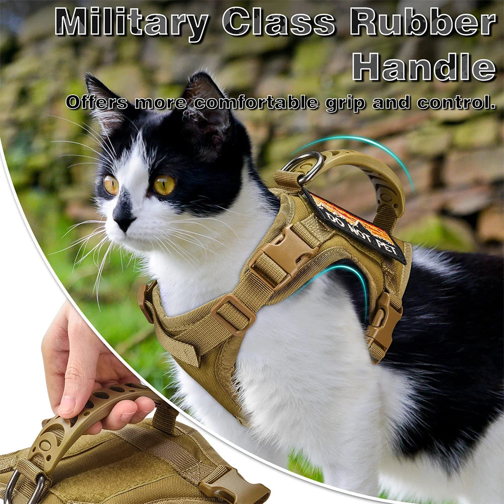 Tactical Cat Harness Vest Leash For Small Dog Adjustable Kitten K9 Vest With Patch For Military Service Dog Working Training