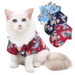 Pet Cat T-Shirts Hawaiian Beach Style Thin Breathable Summer Dog Clothes for Small Dogs Chihuahua Yorkies Poodle Puppy Cat Vest