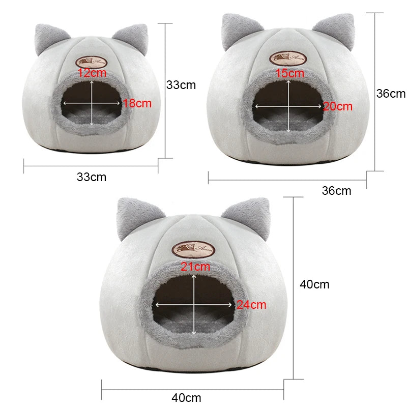 Indoor Warm Cat Dog House Soft Pet Tent Cave Bed Deep Sleep Cat Kennel with Removable Cushion for Kitten Puppy Comfortable Bed