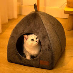 Soft Cat Bed Warm Semi-Enclosed Cat House Kennel for Small Dogs Cats Deep Sleep Pet Basket Cozy Kitten Lounger Cat Accessories